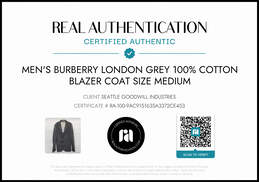 Burberry London Men's Gray Cotton Blazer Jacket Size M - AUTHENTICATED alternative image