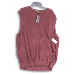NWT Mens Purple V-Neck Sleeveless Ribbed Hem Vest Sweater Size XXL