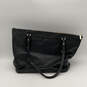 Womens Black Pebbled Leather Inner Pockets Double Handle Zipper Tote Bag image number 1