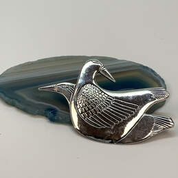 Designer Laurel Burch Silver-Tone Engraved Two Love Birds Brooch Pin