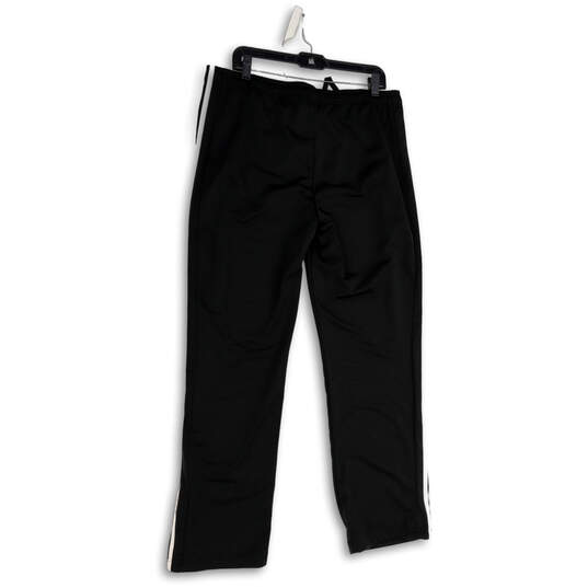 NWT Womens Black White Striped Elastic Waist Straight Leg Track Pants Sz XL image number 2