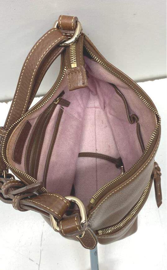 Dooney & Bourke Leather Dillen Double Pocket Shoulder Bag Brown image number 5
