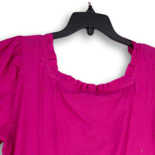 NWT Womens Pink Ruffle Square Neck Puff Sleeve Blouse Top Size 1X image number 4
