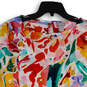 Womens Multicolor Rosette Floral Short Sleeve Pullover Blouse Top Size 2 image number 3
