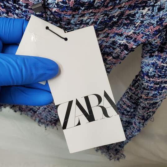 Zara Women's Multicolor Weave Fringe Scoop Neck Top Size M NWT image number 6