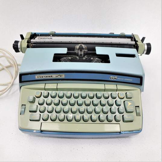 Vintage Smith Corona Coronet Super 12 Blue Electric Typewriter With Hard Case image number 1
