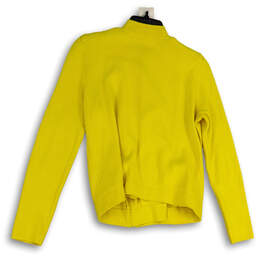 Womens Yellow Knitted Long Sleeve Pockets Full-Zip Motorcycle Jacket Sz SP alternative image