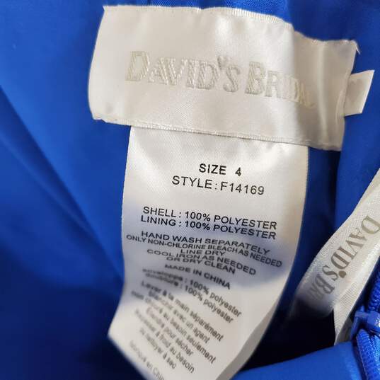 David's Bridal Women Blue Midi Dress Sz 4 NWT image number 3