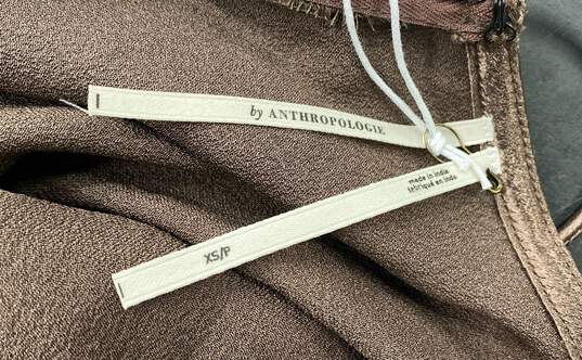 Anthropologie Women's Brown Lace/Satin Slip Dress- XSP image number 3