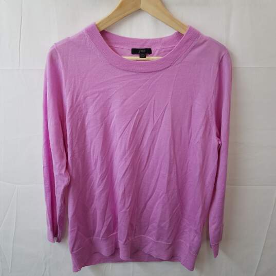 J. Crew Pink Long Sleeve Merino Wool Pullover Sweatshirt Women's Size XL image number 1