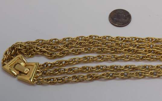 Vintage Crown Trifari Gold Tone Multi Strand Chain Necklace 90.5g image number 2