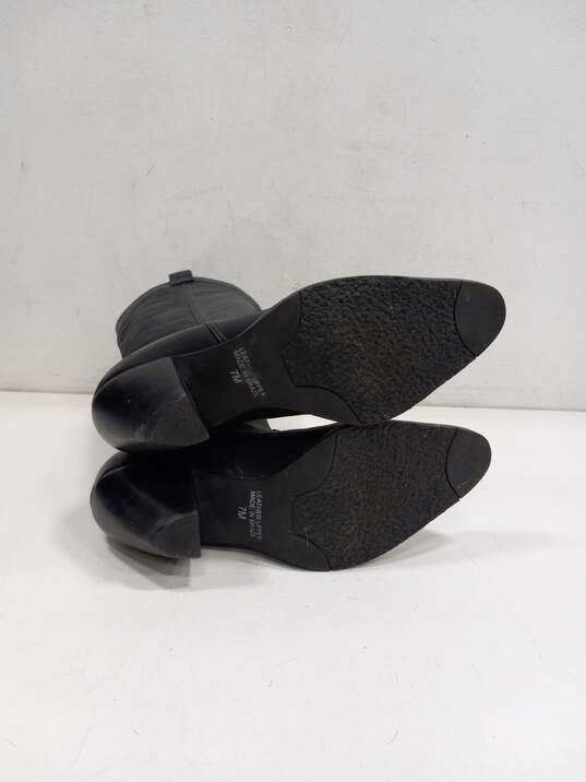 Women's Black Leather Kitten Heel Embordered Western Boots 7M image number 5