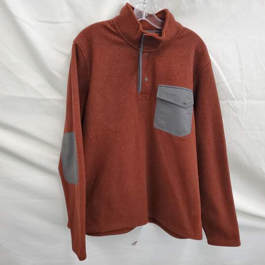 L. L. Bean Men's Allagash Dark Russet Red Fleece Henley Pullover Size Large NWT image number 1