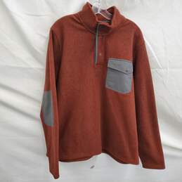 L. L. Bean Men's Allagash Dark Russet Red Fleece Henley Pullover Size Large NWT