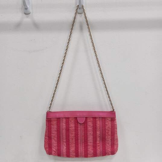 Kate Spade Raffia Pink Straw Should Bag with Chain Strap image number 2