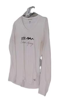 Womens White Long Sleeve V Neck Pullover T Shirt Size Large alternative image