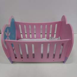 Tolly Tots International Wooden Pink/Blue/Purple Baby Doll Crib (10.50"/15.25"/14.75") alternative image