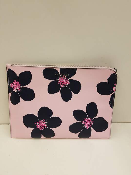 Kate Spade Leather Grand Flora Laptop Case Pink image number 6