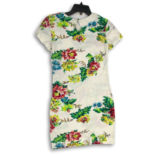 NWT French Connection Womens Multicolor Floral Crew Neck Sheath Dress Size 4 image number 2