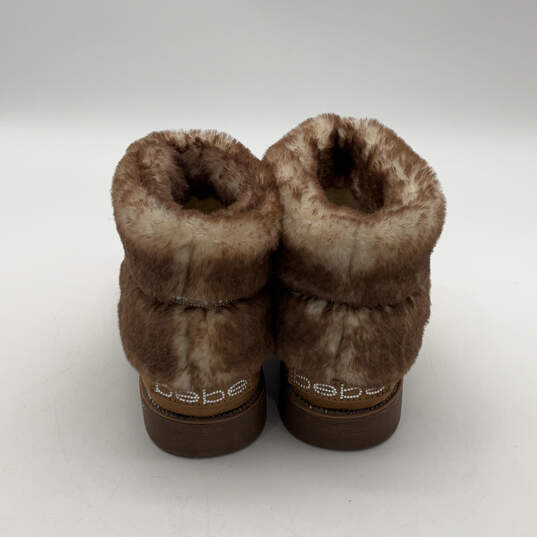 Womens Brown Leather Round Toe Classic Faux Fur Shearling Boots Size 9 image number 2