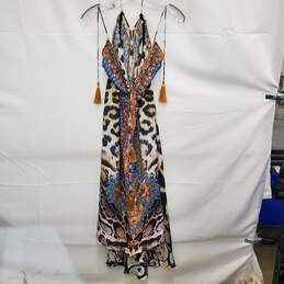Sakkas Lizi WM's Beaded & Embroidered Animal Print Halter Beach Party Maxi Dress Size One Size alternative image