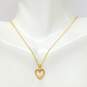 14K Yellow Gold 0.04 CT Round Diamond Heart Pendant Necklace 2.0g image number 2