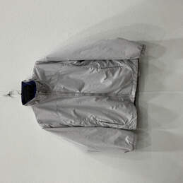 Womens Gray Long Sleeve Front Pockets Full-Zip Windbreaker Jacket Size L alternative image