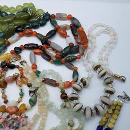 2.4lb Silver Tone / Gold Tone Wearable Stones and Gemstones Beaded Necklaces Lot