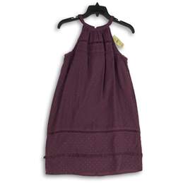 NWT Loft Womens Purple Sleeveless Keyhole Halter Neck Shift Dress Size Small