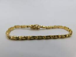 14K Gold Puffed X & O Brushed Linked Tennis Bracelet 8.9g