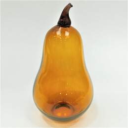 Vintage Art Hand Blown Glass 13 Inch Amber Pear alternative image