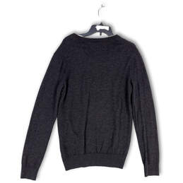 Mens Gray Knitted Slim Fit V-Neck Long Sleeve Pullover Sweater Size LT alternative image