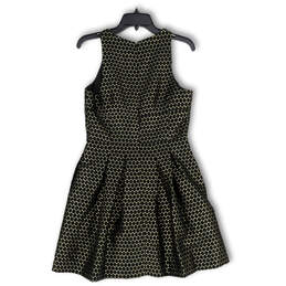 Womens Black Gold Geometric Round Neck Sleeveless Fit & Flare Dress Size 6 alternative image