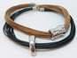 Artisan 925 Modernist Electroform Puffed Arch & Freeform Tube Pendants Black & Brown Cord Multi Strand Necklaces Set 51.3g image number 4