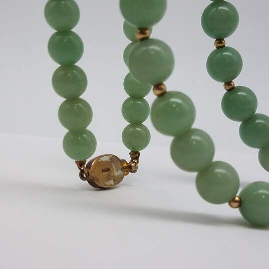 Sterling Silver Green Gemstone Gold Tone Bead 29in Necklace 75.1g image number 6
