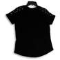 NWT Womens Black Studded Round Neck Short Sleeve Pullover T-Shirt Size L image number 2