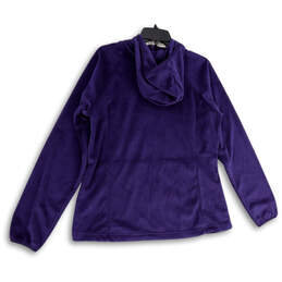 NWT Womens Purple Long Sleeve Pockets Hooded Full Zip Fleece Jacket Size XL alternative image
