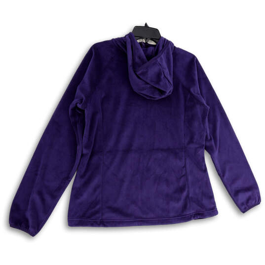 NWT Womens Purple Long Sleeve Pockets Hooded Full Zip Fleece Jacket Size XL image number 2