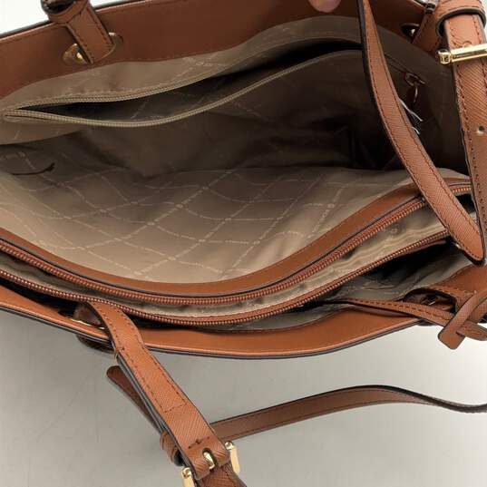 Michael Kors Womens Brown Signature Print Inner Pocket Zipper Tote Bag Purse image number 5
