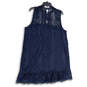 Womens Blue Lace Key Hole Back Sleeveless Short Sheath Dress Size X-Large image number 2