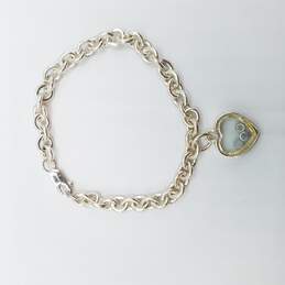Sterling Silver Bracelet W/Heart Charm 15.1g alternative image