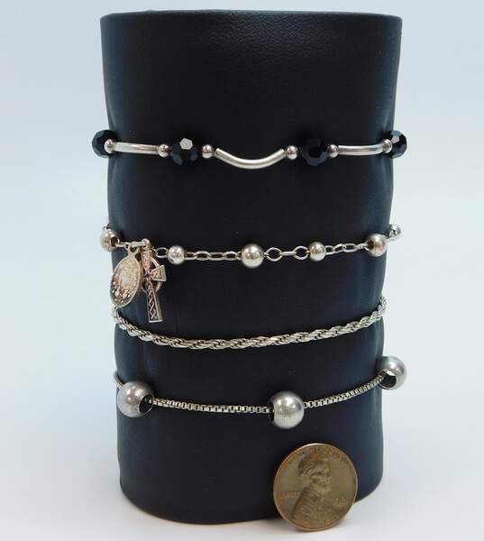 Sterling Silver Ball Bead & Chain Bracelets 16.3g image number 6