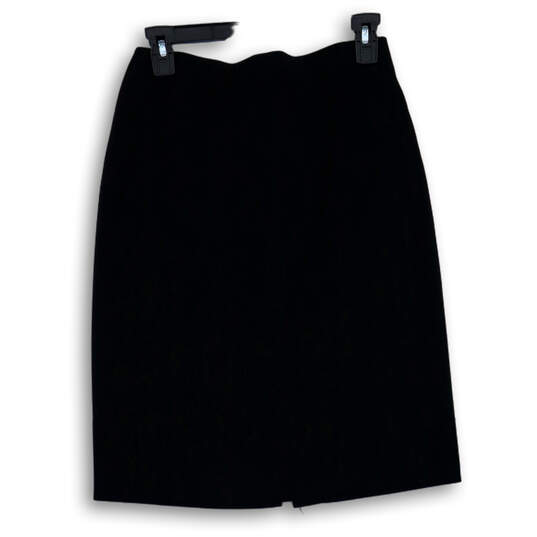 Womens Black Back Zipper Slit Knee-Length Straight Pencil Skirt Size 2 image number 3