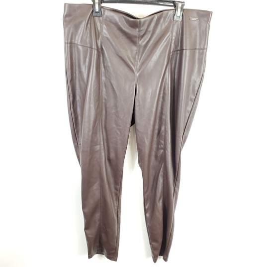 Marc New York Women Brown Faux Leather Pants 2X NWT image number 1