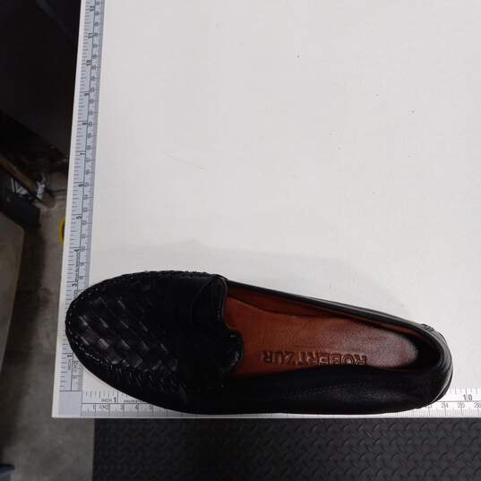 Mens Black Leather Round Toe Flat Slip On Loafer Shoes Size 6.5 M image number 6
