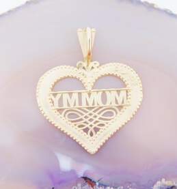 14k Yellow Gold Mommy Heart Etched Pendant 1.5g alternative image