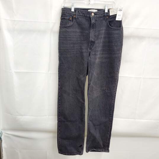 Abercrombie & Fitch Women's The 90s Straight Ultra High Rise Aged Black Jean Size 10R NWT image number 1