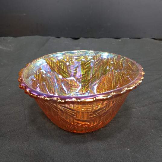2PC Indiana Glass Orange Iridescent Bowls image number 5