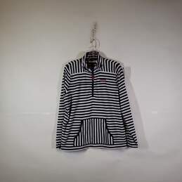 Womens Striped Long Sleeve Quarter Zip Pullover Sweater Size Large
