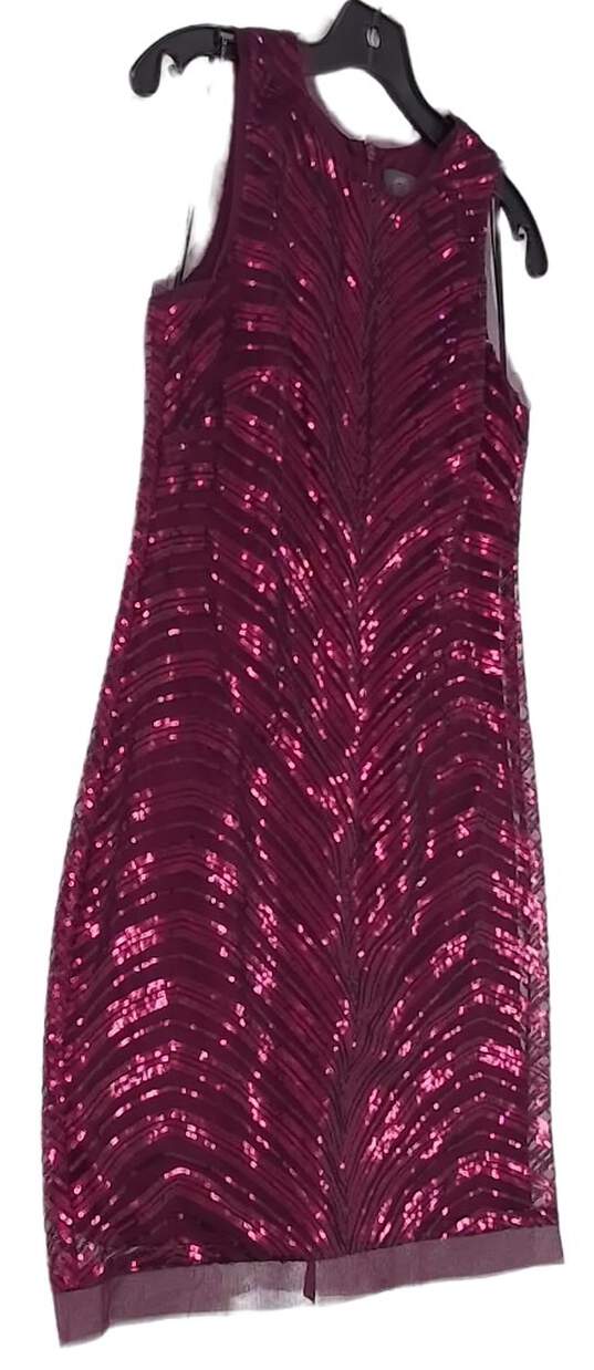 Womens Pink Sequin Sleeveless Round Neck Casual Shift Dress Size 6 image number 3